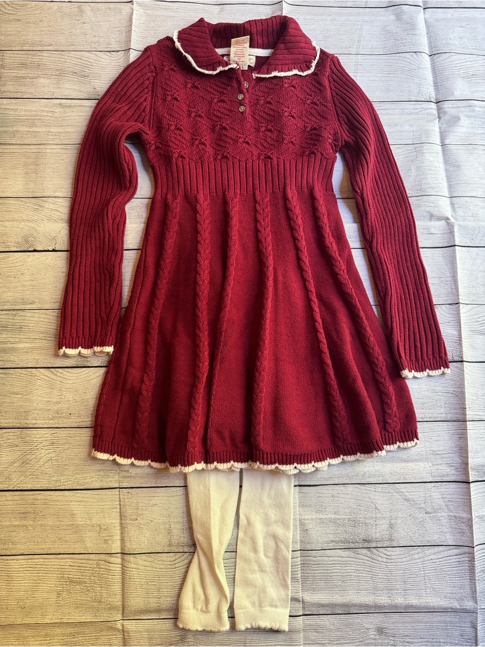 Happily Grey Red Cable-Knit Collar Sweater Dress size Medium